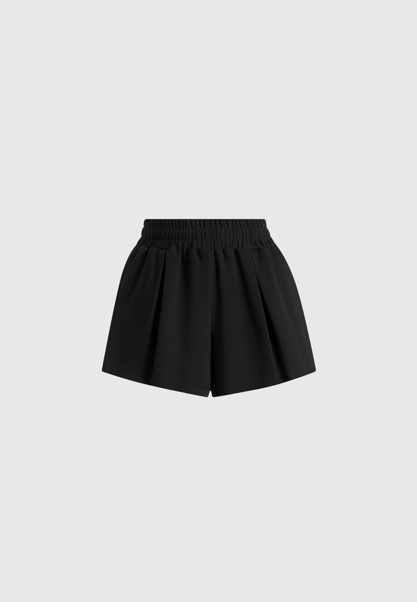 sh002-gathered-waist-cotton-shorts-black