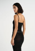 Danika - Metallic Rib Knit Belted Midi Dress - Black