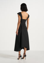 Faith - Cap Sleeve Corset Cotton Midi Dress - Black