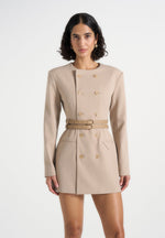 sierra-double-breasted-belted-blazer-dress-beige
