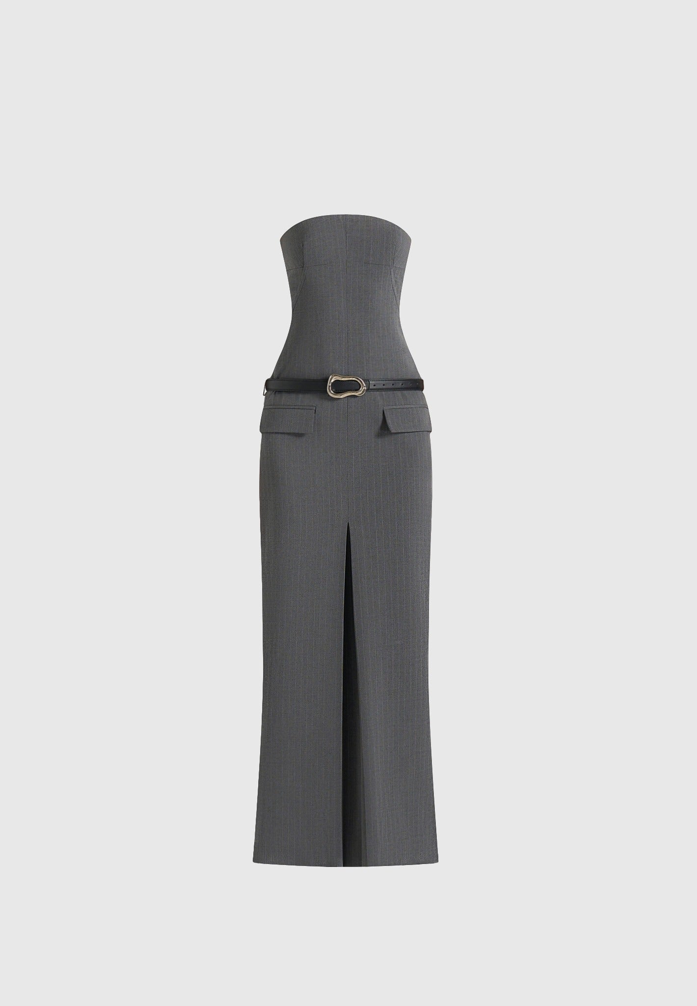 tabitha-tailored-pinstripe-bandeau-belted-maxi-dress-grey