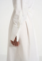 Isa - Belted Cotton Midi Shirt Dress - White
