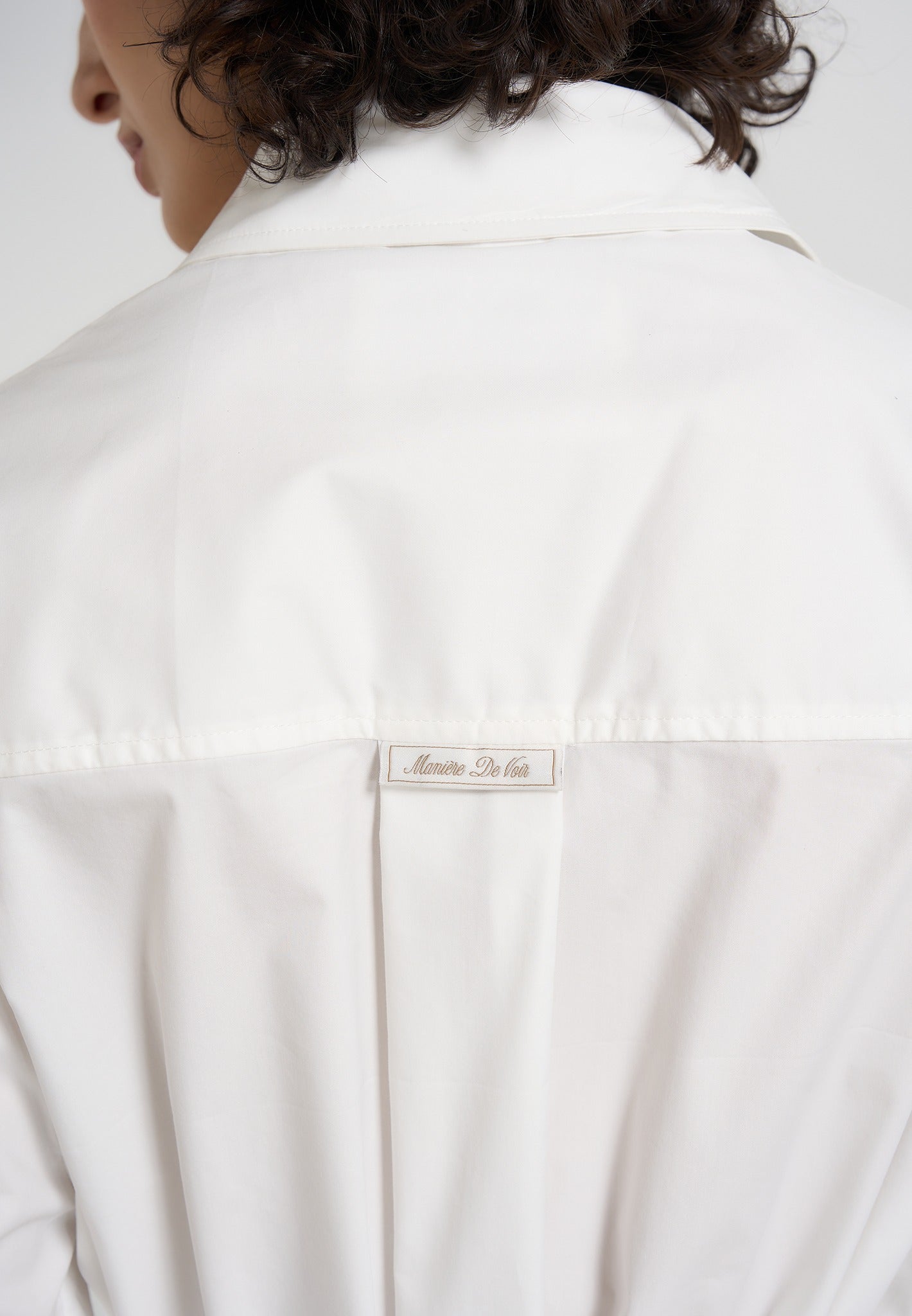 Isa - Belted Cotton Midi Shirt Dress - White