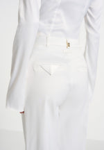 Julie - Satin Twin Pleat Pants - Off White