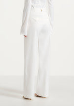 Julie - Satin Twin Pleat Pants - Off White