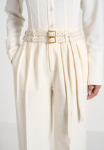 Pascale - Tailored Twin Belt Pants - Off White