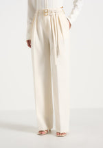 Pascale - Tailored Twin Belt Pants - Off White
