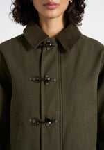 Nino - Clasp Detail Contrast Stitch Gabardine Jacket - Olive