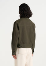 Nino - Clasp Detail Contrast Stitch Gabardine Jacket - Olive