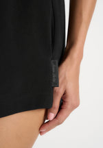 SH002 - Gathered Waist Cotton Shorts - Black