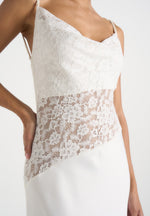 Naya - Asymmetric Lace Maxi Dress - White