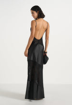 Naya - Asymmetric Lace Maxi Dress - Black