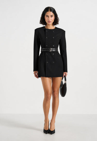 sierra-double-breasted-belted-blazer-dress-black
