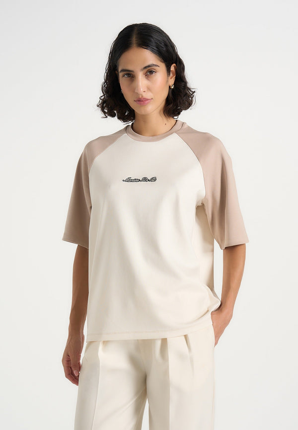 Unisex Signature Raglan Cotton T-Shirt - Cream/Beige
