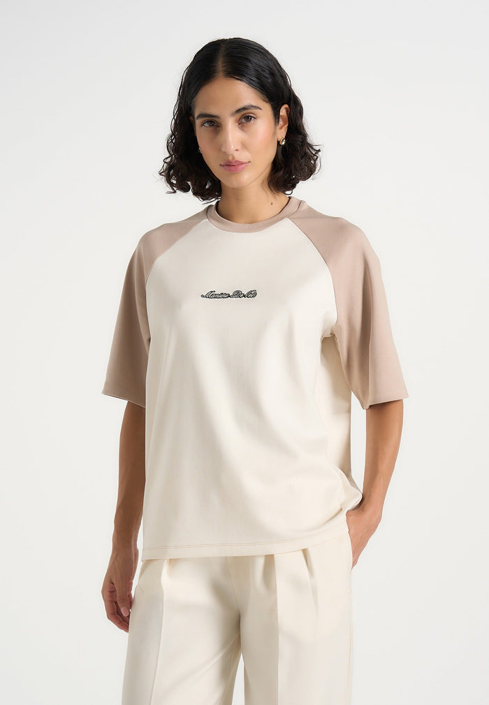 Unisex Signature Raglan Cotton T-Shirt - Cream/Beige