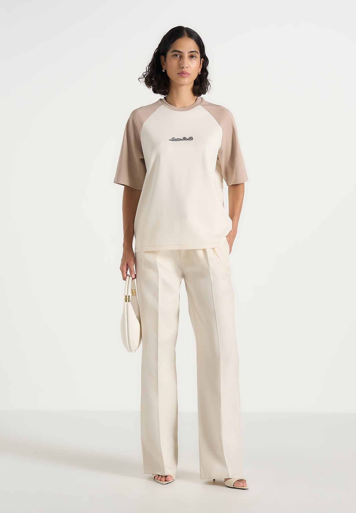 Unisex Signature Raglan Cotton T-Shirt - Cream/Beige