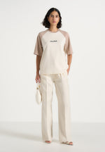 Unisex Signature Raglan Cotton T-Shirt - Cream/Beige