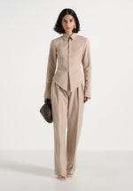 Sonia - Tailored Cinch Shirt - Beige