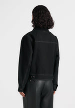 Nino - Clasp Detail Contrast Stitch Gabardine Jacket - Black