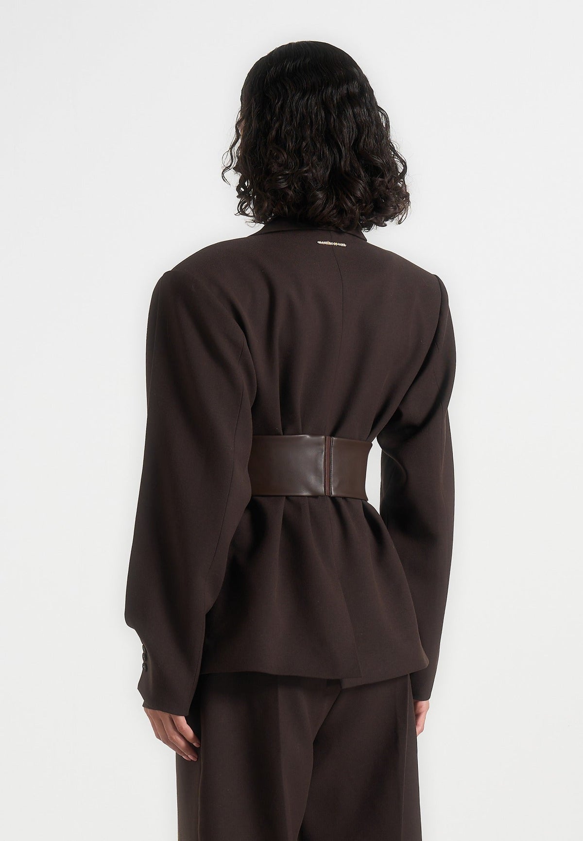 marie-twist-sleeve-tailored-blazer-with-belt-brown