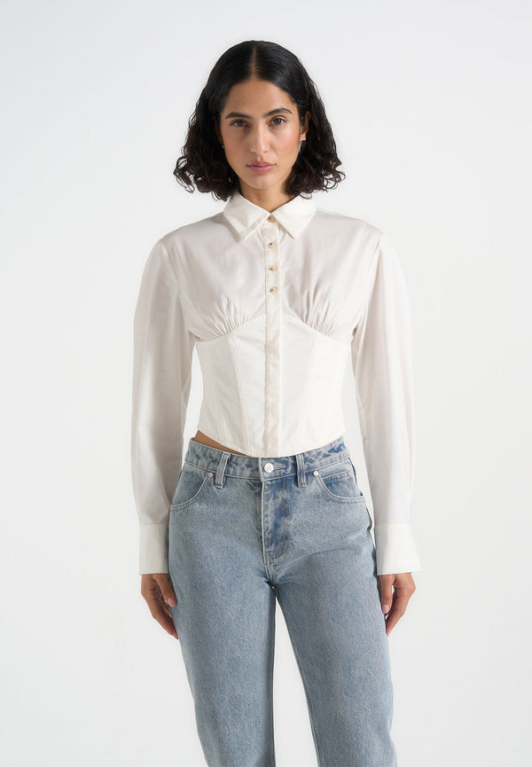Margot - Cotton Corset Shirt - White