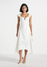 Faith - Cap Sleeve Corset Cotton Midi Dress  - White