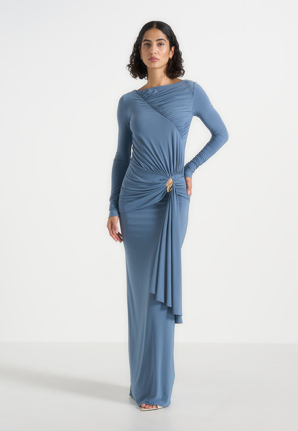 edena-asym-ruched-draped-maxi-dress-blue