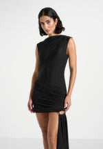 anouk-cap-sleeve-ring-detail-drape-mini-dress-black