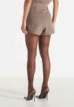Tanya - High-Waisted Wool Shorts - Taupe