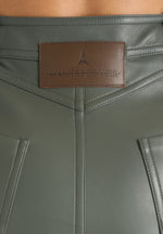 Ambre - Leather Lace Up Flared Pants - Olive