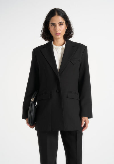Elena - Oversized Open Back Tailored Blaze– Black