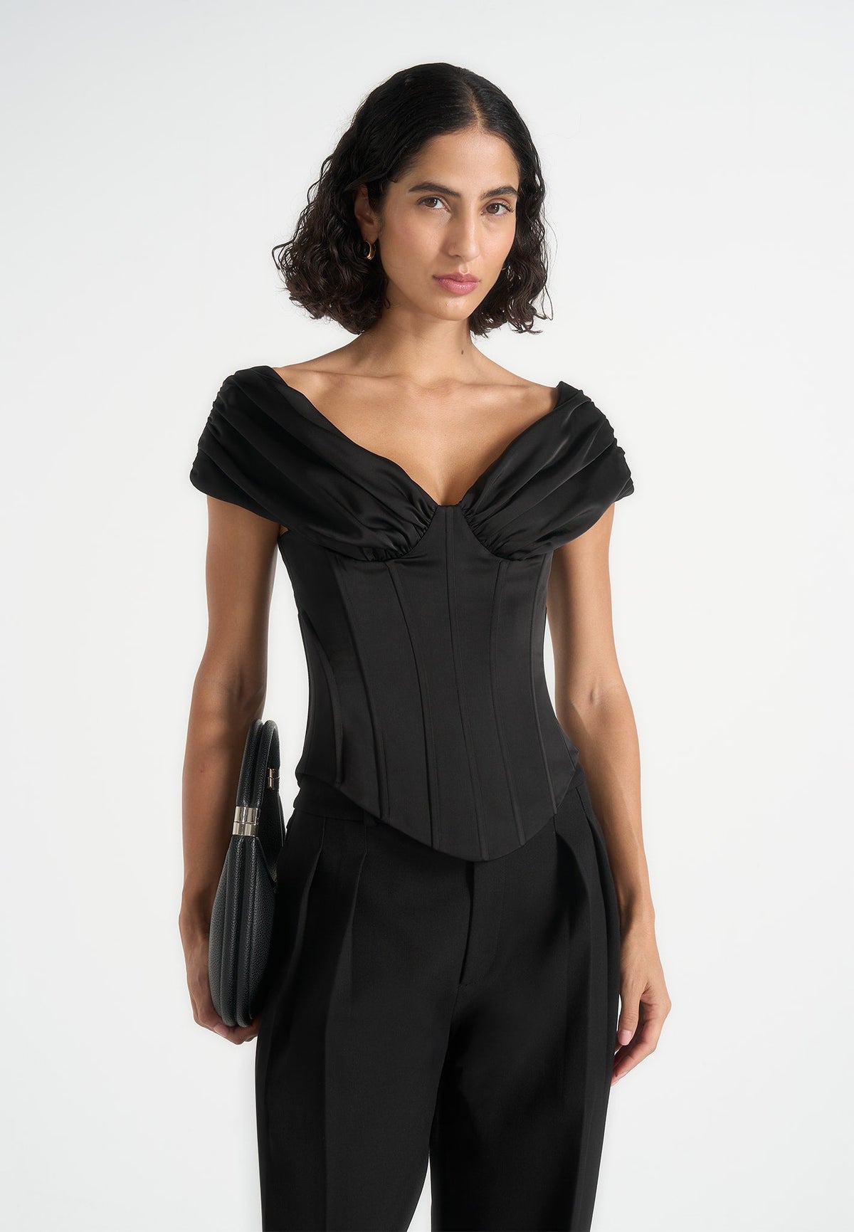 ursula-off-shoulder-pleated-corset-top-black