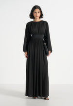 ivana-modest-pleated-cinch-maxi-dress-black