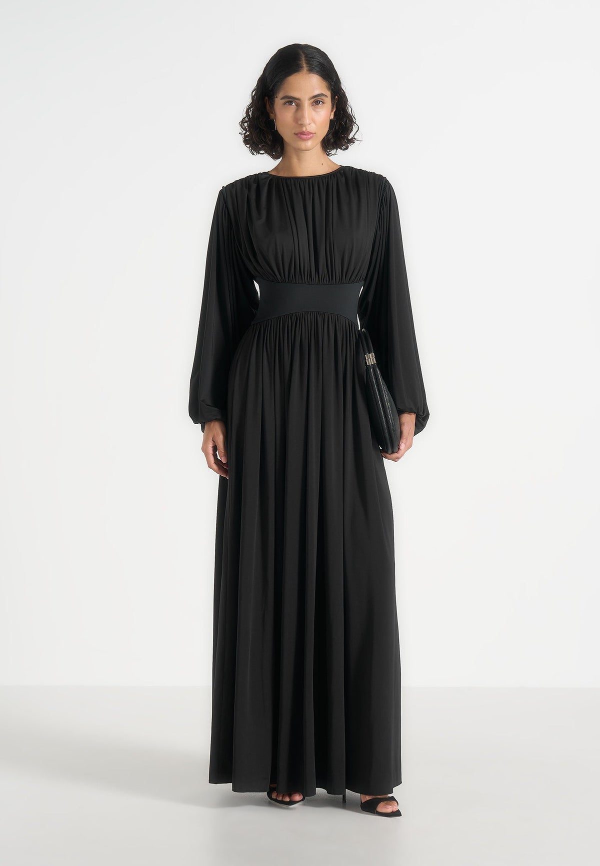 ivana-modest-pleated-cinch-maxi-dress-black