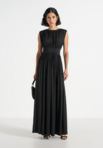 ivana-modest-pleated-cinch-maxi-dress-black