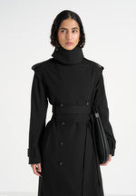 Esther - Tailored Trench Coat With Double Belt - Black