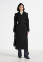 Esther - Tailored Trench Coat With Double Belt - Black