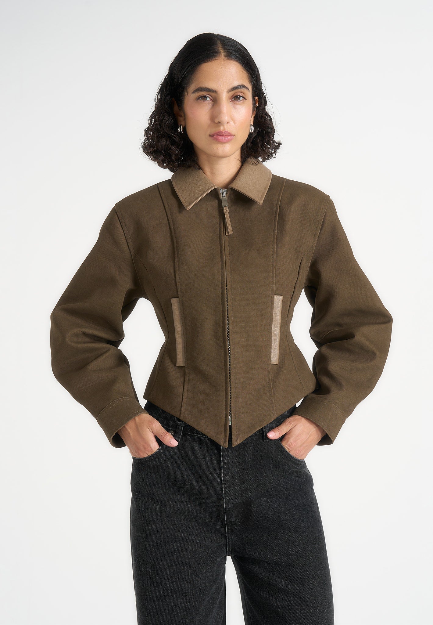 Sky - Hourglass Gabardine Jacket - Khaki