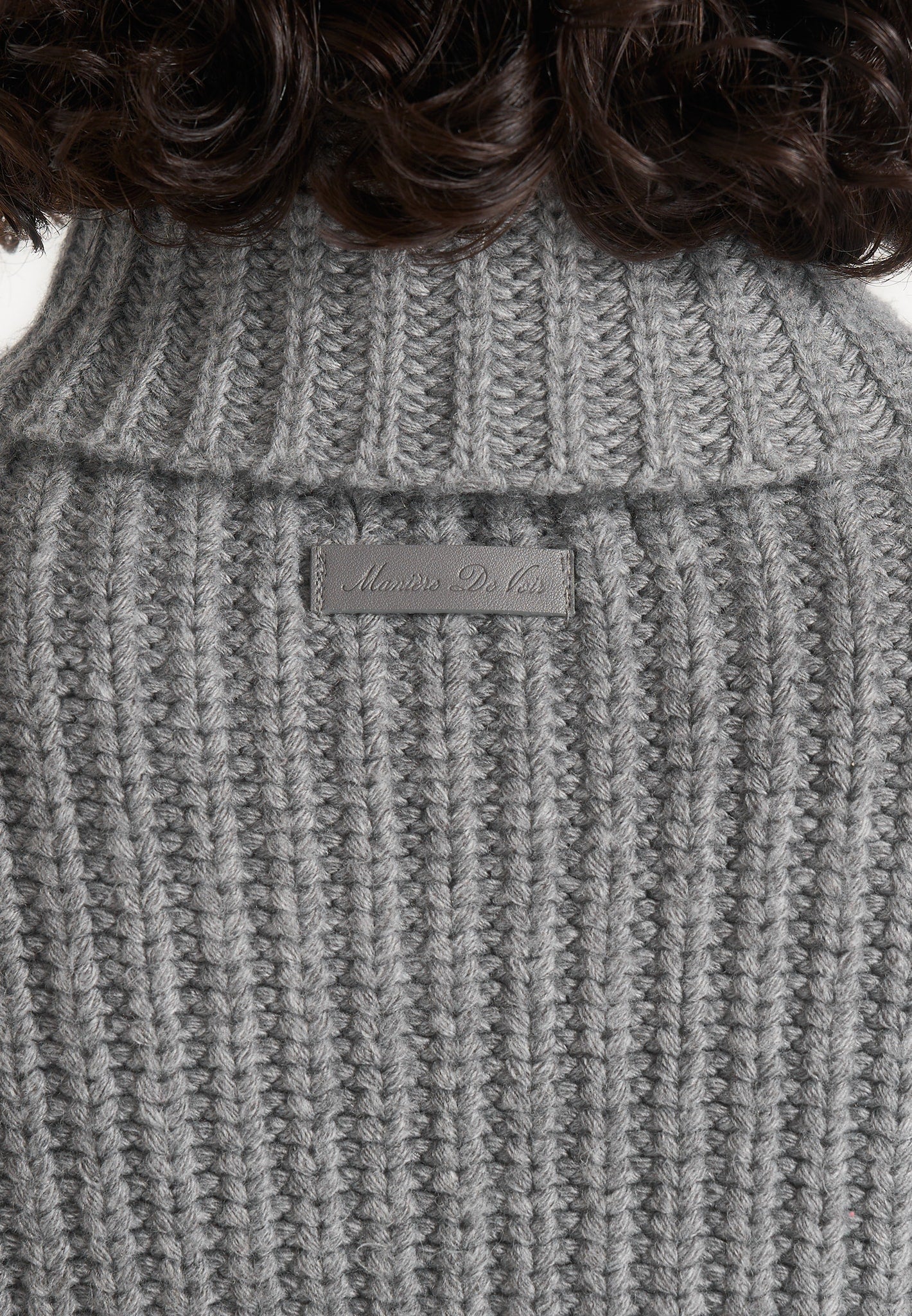 Amaya - Roll Neck Knit Sweater With Cuffs - Grey