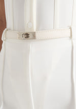 Quinn - High-Waisted Belted Fit & Flare Pants – White