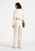 Ruby - Linen Belted Cargo-Pocket Jumpsuit - Natural