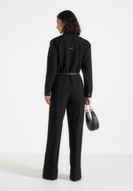 Ruby - Tailored Belted Cargo-Pocket Jumpsuit - Black