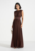 ivana-modest-pleated-cinch-maxi-dress-brown