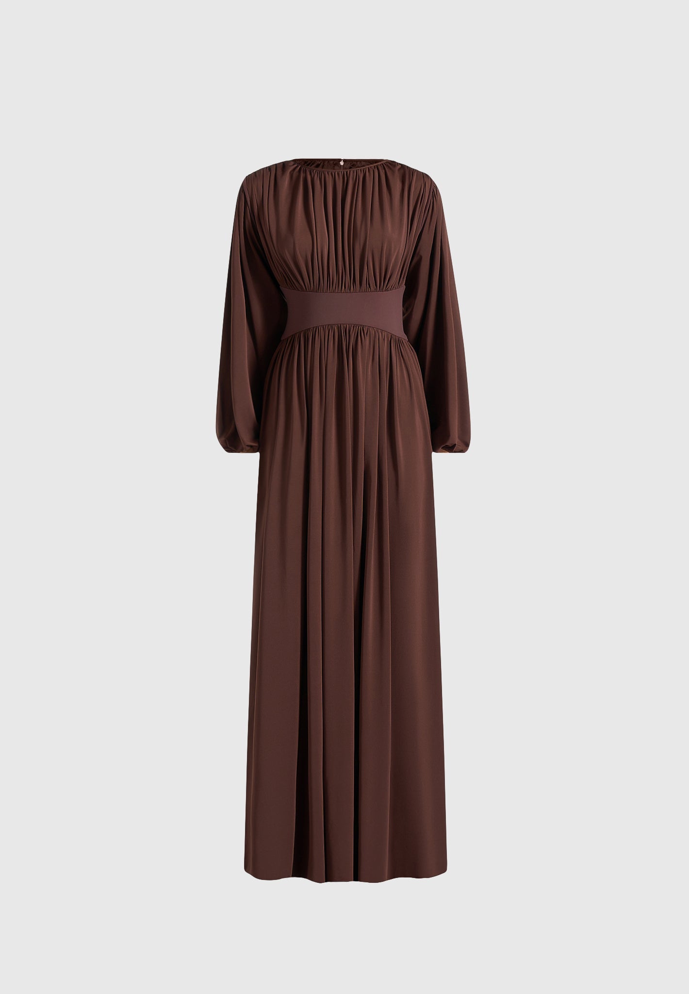 ivana-modest-pleated-cinch-maxi-dress-brown