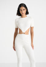 Knitted Backless Jumpsuit - Off White