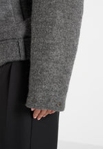 Ezra - Unisex Wool Belted Bomber Jacket - Grey