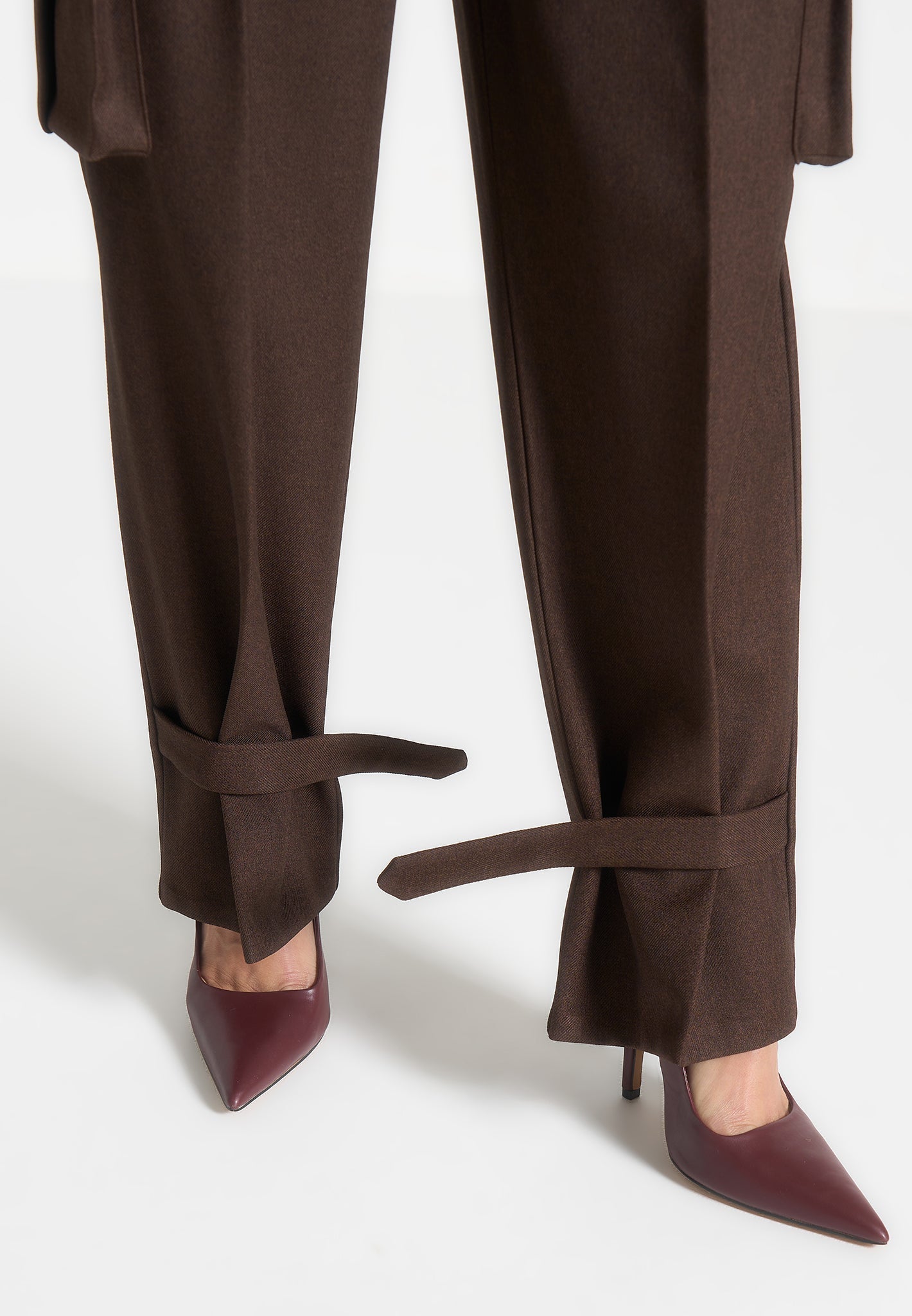 Women's Tailored Pleated Cargo Pants - Brown - US 0 - Danielle