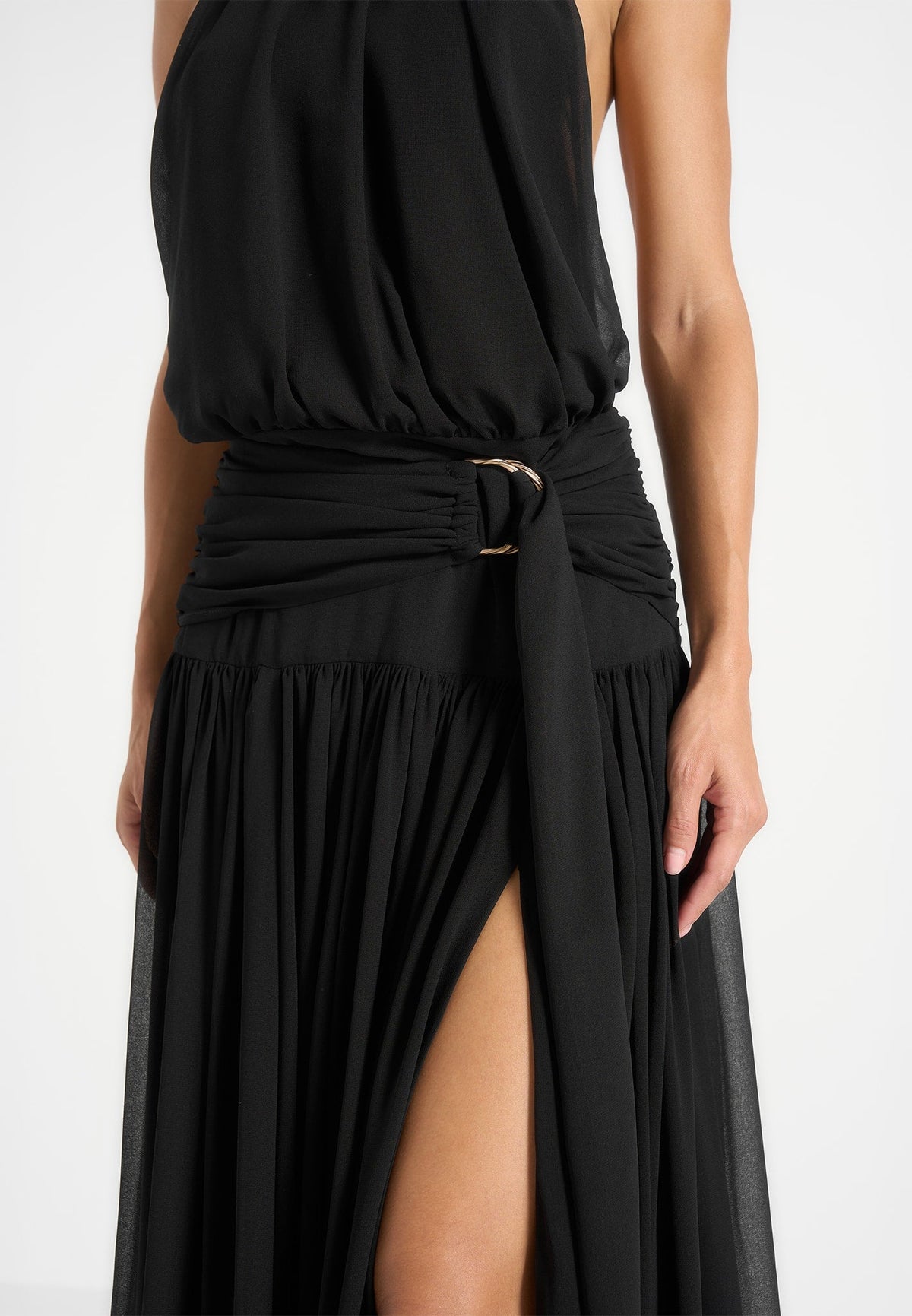 Matilda Gathered Maxi Dress - Black