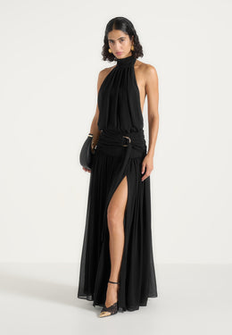 Matilda Gathered Maxi Dress - Black