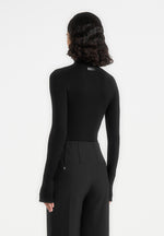 Madeline - Wool-Blend Turtleneck Knit Bodysuit - Black